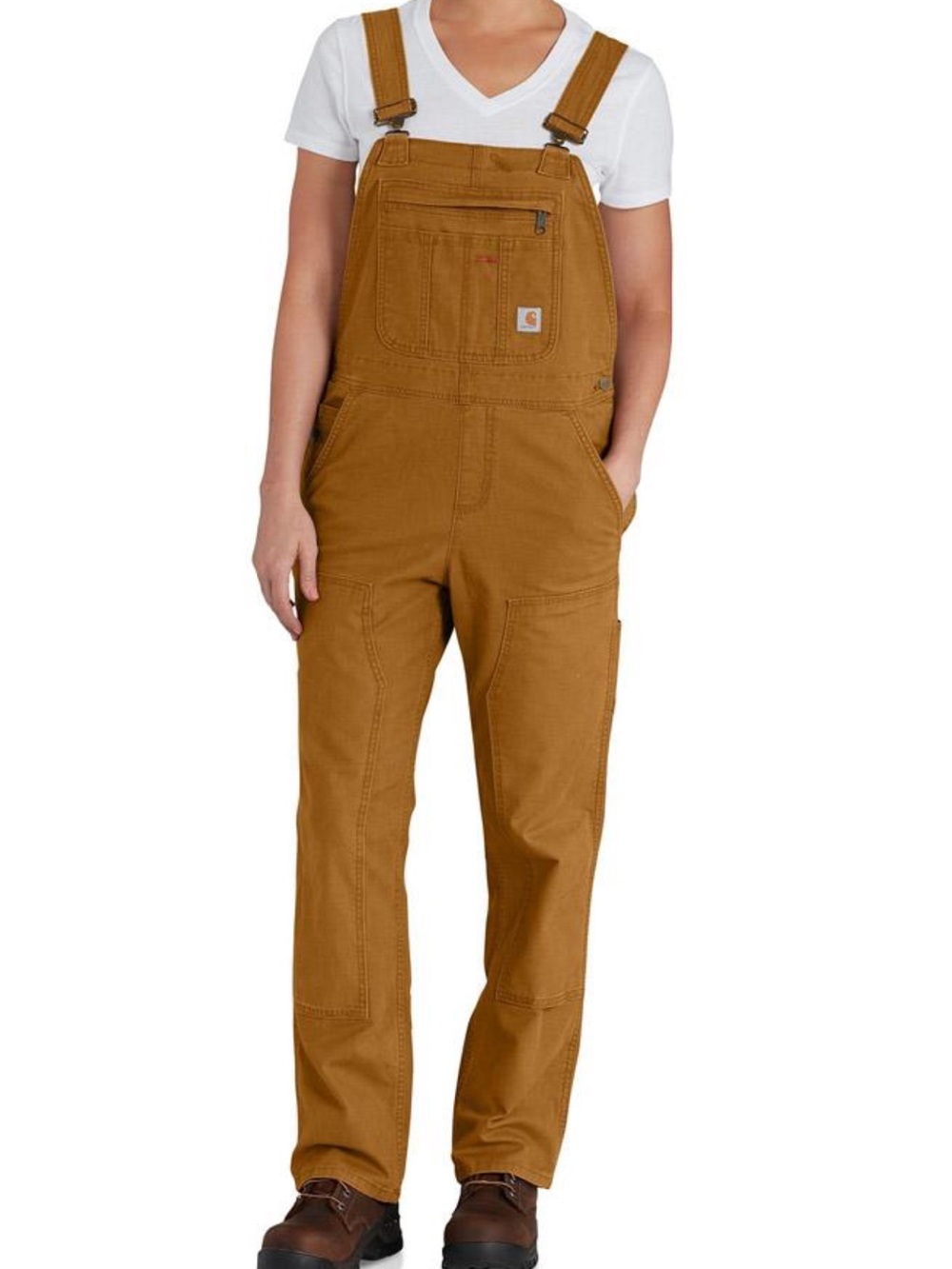 Carhartt Women's Rugged Flex Loose Fit Canvas Bib Overalls Brown NEW XL Short